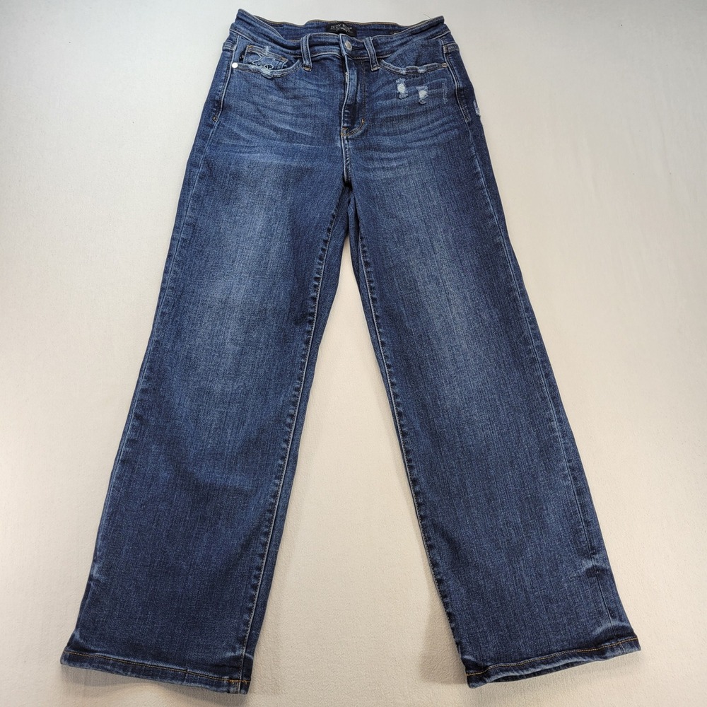 Judy Blue Wide Leg Jeans Womens 5/27 Blue High Rise Dark Wash Denim
